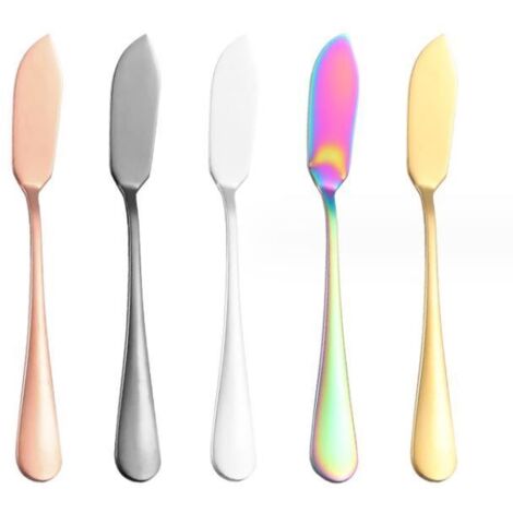 Couteau à Beurre - Inox - 5 Pièces - Multifonctionnel - Idéal pour Tartiner - Couleur Acier Inoxydable (1/4)