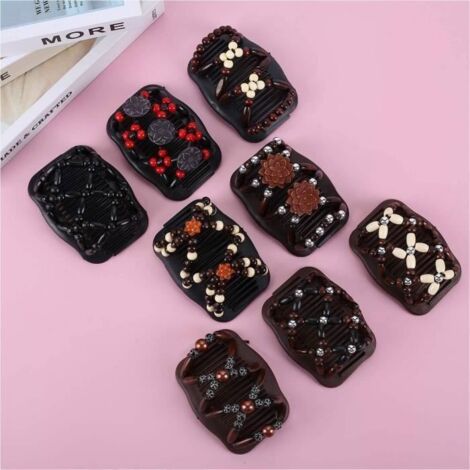 8 Pièces Peignes de Cheveux Perles, Pinces à Cheveux Élastiques Magiques Cheveux Peigne Accessoire Party Decor, Barrette Cheveux F (1/4)