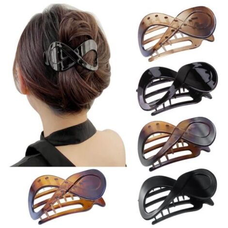 Pince à Cheveux Noir Vintage, Grande Pince Cheveux Femme Epais Grosse Barrette Cheveux Femme Fille, Pince (5 Pcs) (1/4)