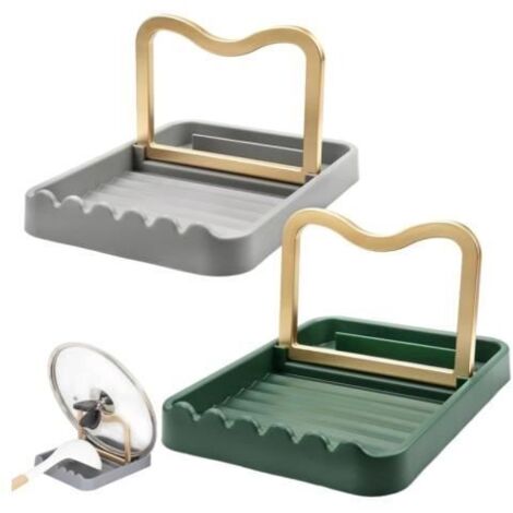 Repose Cuillère - Non spécifié - 2 Pièces - Pliable - Plastique PP - Couleurs Vert et Gris (1/4)