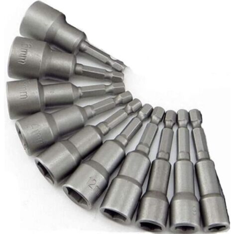 Douille Magnétique - 10 pièces - Taille de tige 1/4 - Tailles 6-19mm (1/4)