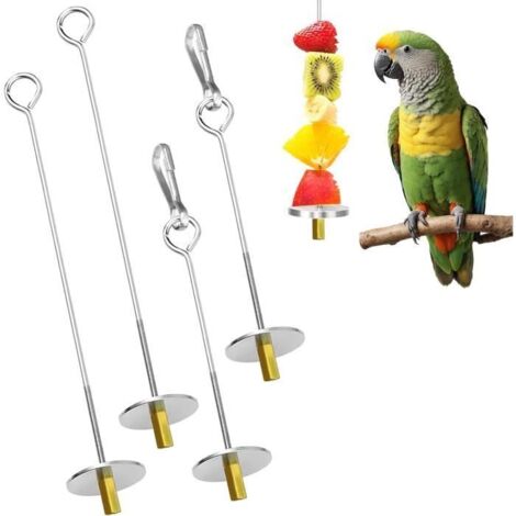 Mangeoire à brochettes - Oiseaux - Acier Inoxydable - Lot de 4 - Nettoyage Facile - Pour Perroquets (1/4)