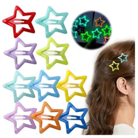 Barrettes à Cheveux - Non spécifié - 10 Pièces - Lumineuses - Couleurs Variées - Design Étoile (1/4)