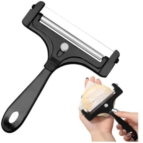 Coupe Fromage, avec Rouleau et 3 fil de Coupe, épaisseur de Coupe Variable, pour Fromage et Beurre, Coupe Roulée, Aluminium Noir (1/4)