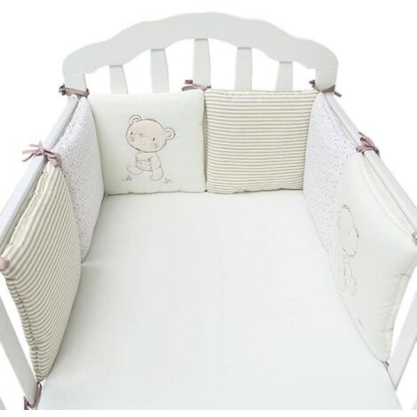 Tour de lit bébé Thor - Pare-choc de lit enfant - 6 pièces 30x30cm - Coton douillet - Blanc