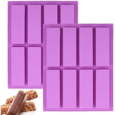 Moule de cuisson - Silicone - Rectangulaire - Violet - 26.6x21x3.3cm - Pour Muffins et Gâteaux (1/4)