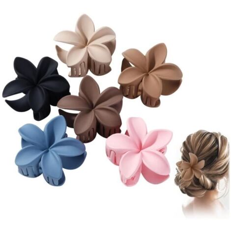 Pince à Cheveux - Fleur - Lot de 6 - Antidérapante - 6 Couleurs - Pratique et Légère (1/4)