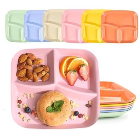 Assiette Compartimentée - Non spécifié - 6 PCS - PP Sans BPA - 25x22.5cm - Micro-ondes et Lave-vaisselle (1/4)
