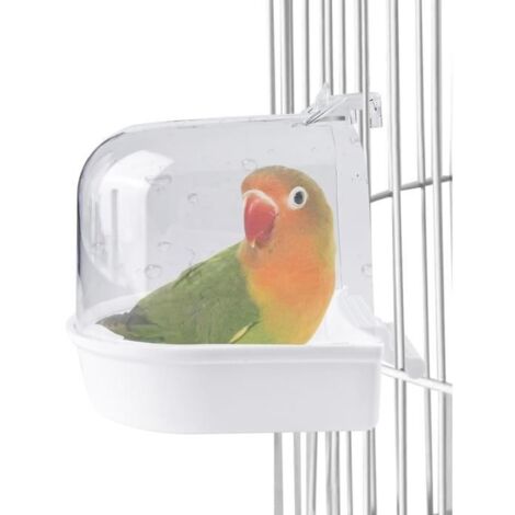 Maison de bain pour cage à oiseaux : bain d'oiseaux multifonction à suspendre, baignoire pour oiseaux, abreuvoir à oiseaux pour (1/4)