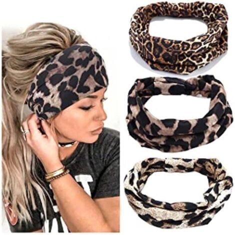 Bandeau Tête de Yoga - Boho - 3pcs - Élastique - Confortable - Imprimé Léopard (1/4)