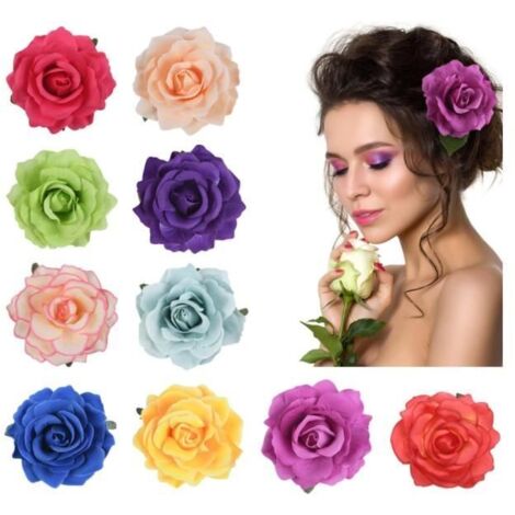Barrette à Cheveux - Multicolore - 10pcs - Design Floral - Idéal pour Mariage et Plage - Cadeau Pratique (1/4)