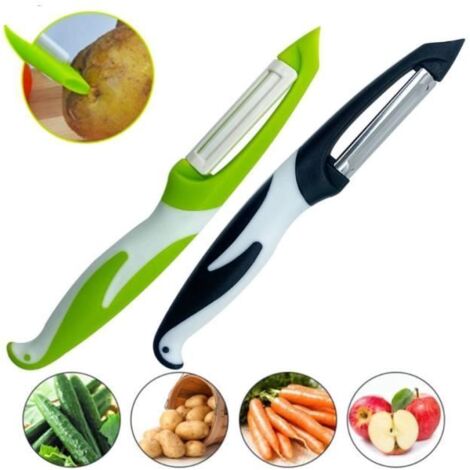 Lot de 2 éplucheurs à 1 caractère, idéal pour éplucher les pommes de terre, les carottes et divers légumes et fruits. (1/3)