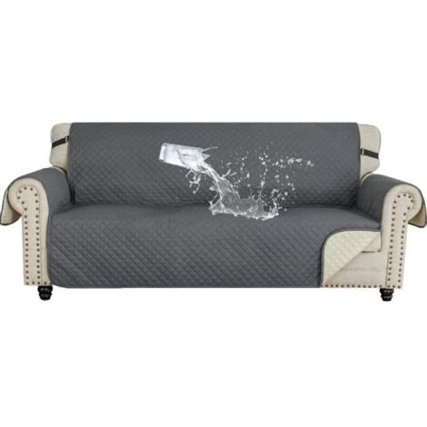 Housse de canapé - Universelle - 3 Places - Imperméable - Gris - Antidérapante (1/4)