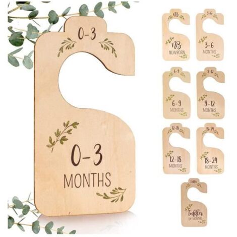 Lot de 8 séparateurs de placard pour bébé en bois double face pour vêtements de bébé de la naissance à 24 mois pour décoration de (1/4)