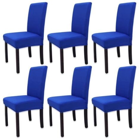 6 Pièces Housse de Chaise Moderne élastique, Amovible Lavable Extensible Housses de Chaise de Salle à Manger( (Bleu Royal)) (1/4)