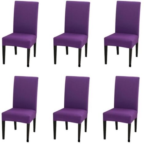 Housse de chaise 6 pièces-violet foncé (1/4)