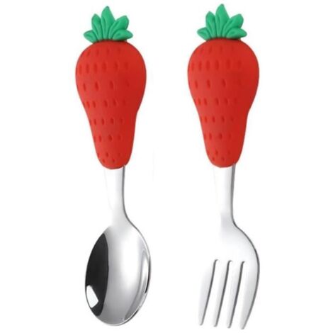 Cuillère fourchette pour bébés, 2 pièce Couverts pour la Cuillère de diversification alimentaire pour bébé, Fourchette (1/4)