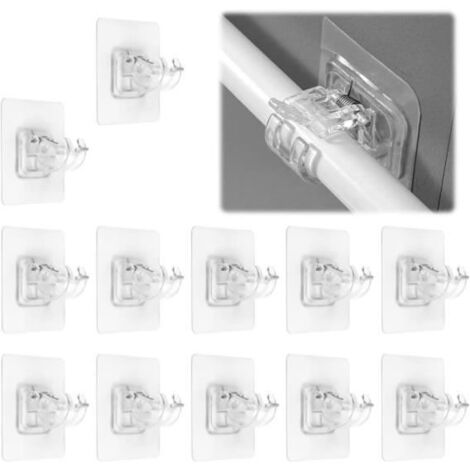 Support Tringle à Rideau, Lot de 12 Support Rideau sans Percage Crochets, Support Tringle Rideaux, pour Chambre à Coucher, Cuisine (1/4)