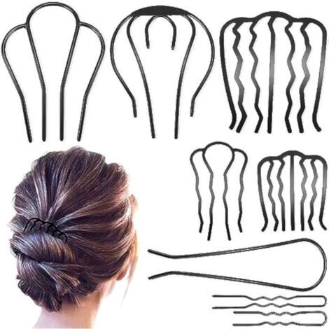 8 Pièces Epingles Cheveux Femme Peignes à Cheveux en Forme de U Pince à Cheveux Peignes Peigne Chignon Forme de U Épingles à Cheveux (1/4)