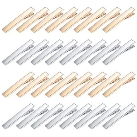160 Pièces Pinces Crocodiles Cheveux, Métal Alligator Barrette, Pinces Barrette à Cheveux Dents pour Femmes Filles,- Argent/Or (1/4)
