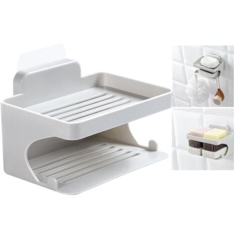 Porte-Savon Mural - Non spécifié - Double Couche - Gris - ABS - Drainage Efficace