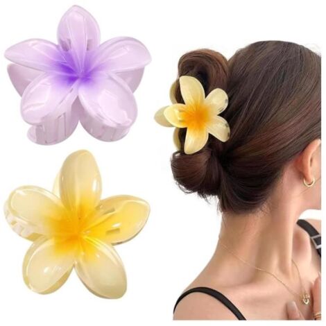 Pinces à cheveux - Noname - Fleurs 3D - 2 pcs - 8 cm - Couleurs vives (1/4)