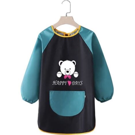 Tablier Peinture Enfant Blouse Peinture 8-12 Ans,Tablier Blouse de Peinture Imperméable Tablier Peinture Fille Manches Longues Ours (1/4)