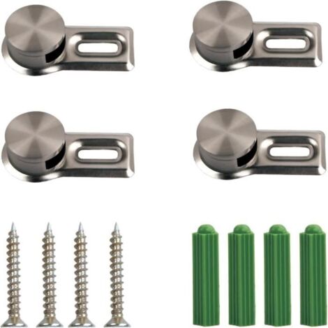 Support Mural Miroir - 4 Pcs - Alliage Zinc - Clips Verre 4-7mm - Installation Facile - Argent (1/4)