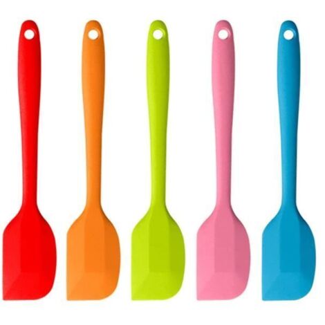 Lot de 5 grattoirs à pâte - Spatules en silicone - Noyau en métal résistant à la chaleur - Antiadhésif - Ustensiles de cuisine pour (1/4)