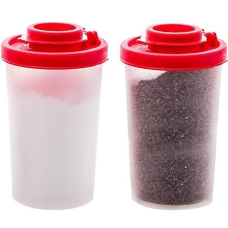 Salière et Poivrière - Noname - Lot de 2 - Plastique Résistant à l'Humidité - 10,5x5,5 cm - Transparent (1/4)