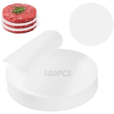 Lot de 500 Papiers Steak Haché, Round Feuilles Papier Antiadhésive 11cm Burger Papier Cuisson Pergament Papier pour Hamburgers (1/4)