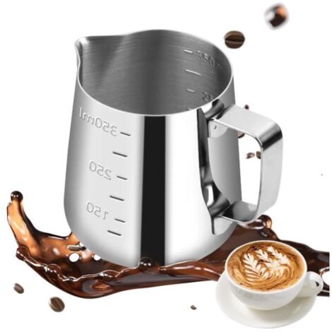 Pot à Lait - Inox - 350ml - Acier Inoxydable 304 - Bec Verseur Spécial - Résistant à la Chaleur (1/4)