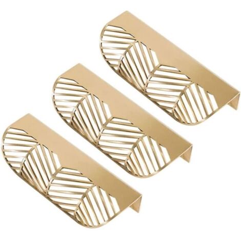 Poignées De Meubles Poignée En Forme De Feuille D'or Boutons De Feuille D'or Poignées 3 Pièces (1/4)