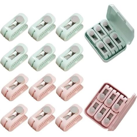 Porte-couette - Clips de Support de Couette - 12 pièces - ABS - Cyan, Rose (1/4)
