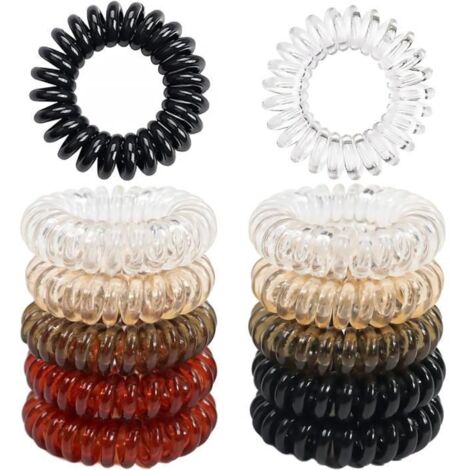 Élastiques à Cheveux Spirale - Non Marquants - 12 Pièces - 5 Couleurs - Enfant Fille - TPU Durable (1/4)