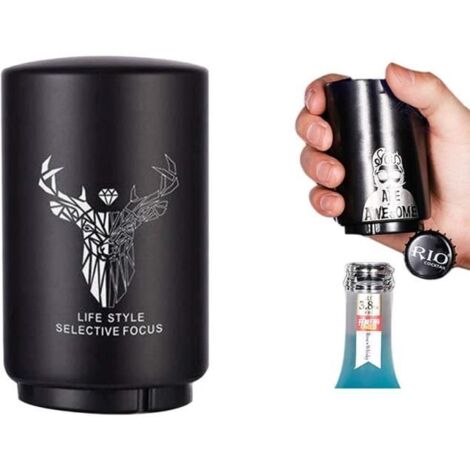 Ouvre-Bouteille,Ouvre-boîte magnétique automatique en acier inoxydable,Décapsuleur à poussoir,pour bouteille de vin,soda,bière (1/4)