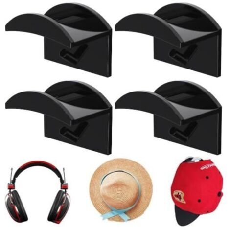 Support pour casque et manette - Marque - Modèle - Noir - Lot de 4 crochets à chapeau noirs - Plastique (1/4)