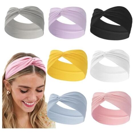 Bandeaux Sport - wj - 7Pcs - Élastiques Doux - Design à Nœud Torsadé - Couleurs Vives