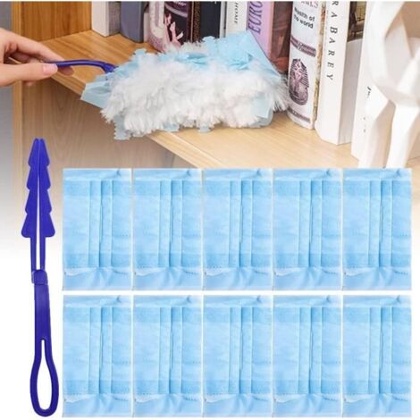 Duster Kit,Recharges Plumeau,1 Plumeau + 10 Recharges,Dépoussiérante, Attrape-Poussière, Pour Entretien Maison,Plumeau Poussière (1/4)
