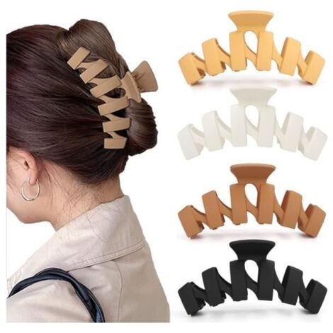 4 Pièces Grande Pince Cheveux Femme, 11cm Pince à Cheveux Antidérapante, Acrylique Pince a Cheveux Crabe pour Femmes et Filles (1/4)