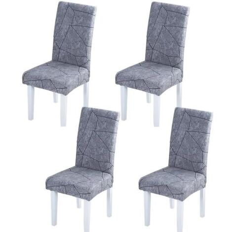 4PCS Housse de Chaise-Universel Extensible Imprimé Couverture de Chaise-Amovible Lavable Revêtement de Chaisepour Decor (1/4)