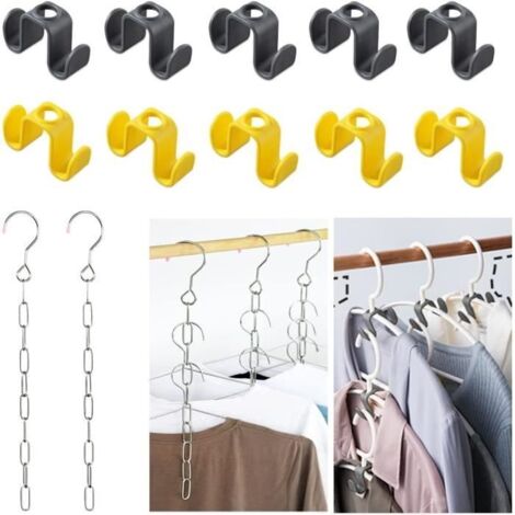Cintres Magiques - Lot de 10 Connecteurs Double Face - Acier Inoxydable - Gain de Place - Mixte (1/4)