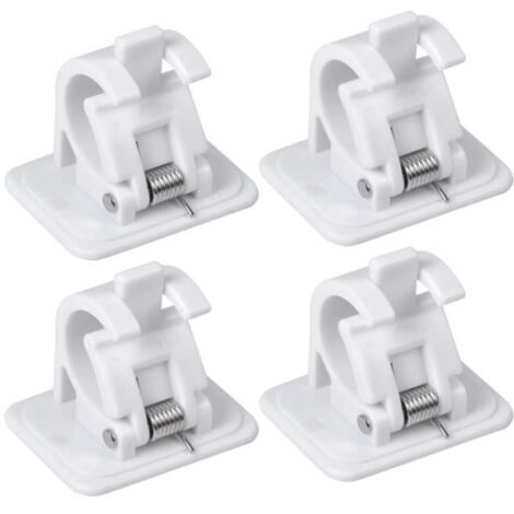Crochets Auto Adhesif - Lot de 4 - Plastique ABS - Blanc - Support Tringle à Rideaux (1/4)