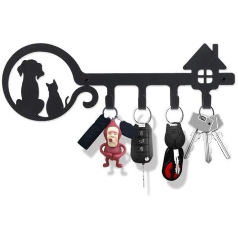 Porte-Clés Mural - Home - Métal Noir - Acier au Carbone - Design Animaux (1/4)