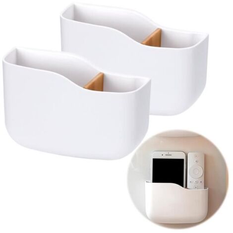 Lot de 2 supports de télécommande autocollants - Organiseur mural pour téléphone portable - Support mural pour lecteur (1/4)