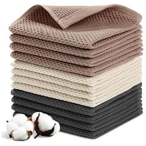 Torchons de Cuisine - Non spécifié - 12pcs - 34x34cm - 100% Coton - Blanc et Rose (1/4)