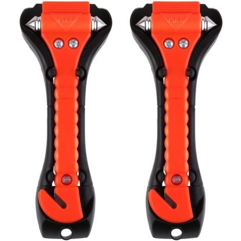 Marteau de Secours - Lot de 2 - Coupe Ceinture - Brise Vitre - Outil de Sécurité (1/4)