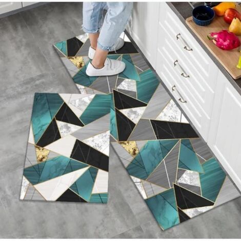 Lot de 2 Tapis de Cuisine Antidérapants,Tapis et Tapis Modernes Lavables pour Couloir,Salle à Manger et Entrée,40x60cm+40x120cm-01 (1/4)