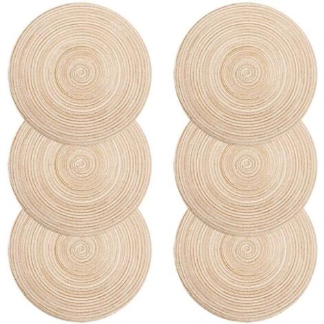 Sets de Table - PP Tressé - Ivoire - Lavable - Rond 38x38cm - Antidérapant (1/4)