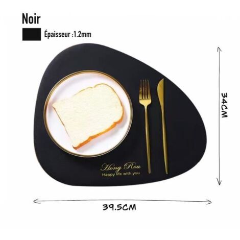 Cuir napperons ronde Tapis Noir Coasters Ensemble de Noël pour le dîner Table étanche 4PCS résistant à la chaleur (1/4)